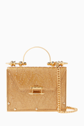 Okhtein Mahogany Studded Top-handle Bag in Leather