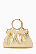 Okhtein The Bangle Clutch in Metallic Leather
