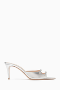 Andrea Wazen Carol 75 Crystal Mules in Metallic Leather