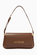 Love Moschino Logo Shoulder Bag in Faux Leather