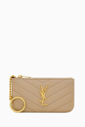 SAINT LAURENT Cassandre Matelasse Key Pouch in Smooth Leather