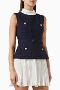 Self-Portrait Belted Midi Dress in Boucl