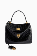 Balenciaga Small Rodeo Handbag in Croc-embossed Leather