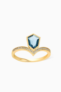 Damas Spring Topaz & Diamond Ring in 18kt Yellow Gold
