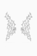 CZ by Kenneth Jay Lane CZ Statement Crawler Earrings in Rhodium-plated Brass