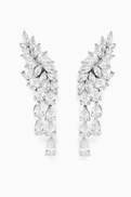 CZ by Kenneth Jay Lane CZ Marquis Waterfall Earrings in Rhodium-plated Brass