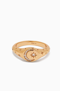 Astrid & Miyu Cosmic Signet Ring in 18kt Gold-plated Sterling Silver