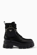 Prada Monolith Combat Boots in Leather & Re-Nylon