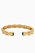 Gas Bijoux Bambou Malachite Bangle in Gold-plated Metal