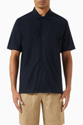 Sunspel Textured Short-sleeve Shirt in Jersey
