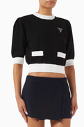 Prada Crew neck Cropped Sweater in Cotton-knit