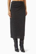 Vince Draped Midi Skirt in Wool-blend