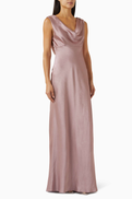Vince Draped Cowl Maxi Dress in Satin