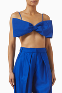 David Koma Oversized Bow Bra in Wool Blend