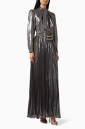Self-Portrait Belted Bow Dress in Satin
