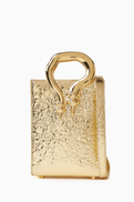 Okhtein Mini Malleable Shopper Bag in Metallic Leather