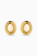 Heaven Mayhem Prize Earrings in Gold-Plated Metal with Cream Enamel
