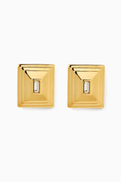 Heaven Mayhem Plaza Square Earrings in Gold-plated Brass