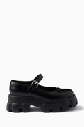 Prada Monolith Mary Jane Pumps on Brushed Leather
