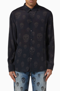 McQueen Skull Print Shirt in Viscose Crepe De Chine