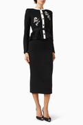 Self-Portrait Floral Textured Knit Midi Dres