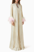 Self-Portrait Metallic Ombre Feather Maxi Dress in Silk-blend