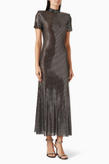 Self-Portrait Rhinestone Midi Dress in Mesh