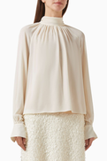 Vince Gathered Blouse in Crepe