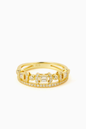 KHAILO SILVER Double Baguette Ring in Gold-plated Sterling Silver