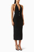 Alessandra Rich Backless Midi Dress in Sequin-knit