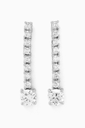CZ by Kenneth Jay Lane CZ Linear Drop Earrings in Rhodium-plated Brass