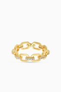 Tai Jewelry Golden Link Ring in Gold-plated Brass