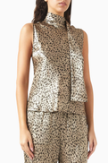 Enza Costa Cheetah-print Top in Silk Satin