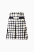 Self-Portrait Check Boucle Skirt in Wool-blend
