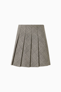 Self-Portrait Check Pleated Skirt in Wool-blend
