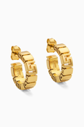 Versace Greca Huggie Earrings in Gold-tone Brass