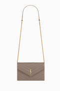 SAINT LAURENT Cassandre Envelope Chain Wallet in Leather