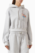 Casablanca Embroidered Cropped Hoodie in Cotton