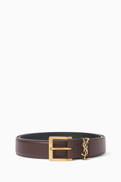 SAINT LAURENT Cassandre Vadim Belt in Leather