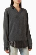 Acne Studios Layered Sweater in Wool & Leather