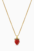 SAINT LAURENT Strawberry Enamel Necklace in Metal