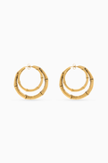 SAINT LAURENT Stacked Bamboo Double Hoop Earrings in Metal