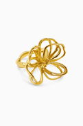 Oscar de la Renta Wire Flower Statement Ring in Gold-tone Brass