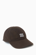 Miu Miu Logo-embroidered Baseball Cap in Denim