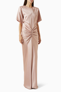 The Andamane Iris Ruched Dress in Satin