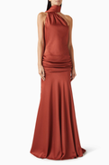 NASS One-shoulder Drape Gown in Satin