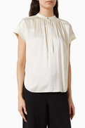 Vince Gathered-neck Blouse in Silk