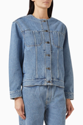 Loulou de Saison Rima Collarless Jacket in Denim