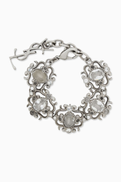 SAINT LAURENT Crystal Flower Bracelet in Brass