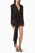David Koma Draped Flower Mini Dress in Jersey